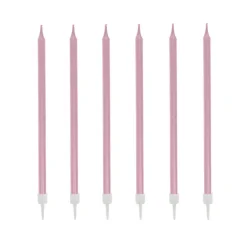 12 bougies roses hautes 13 cm