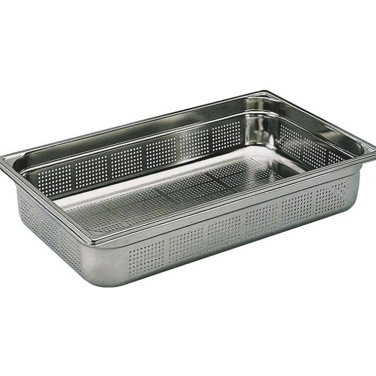 Bac gastronorme perforé inox - sans anse - GN 1/1 profondeur 6,5 cm