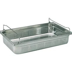 Bac gastronorme perforé inox - avec anses panier - GN 1/1 profondeur 20 cm
