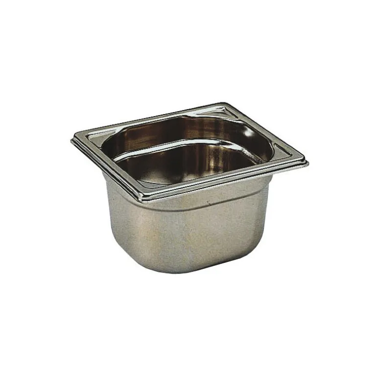 Bac gastronorme plein inox - sans anse - GN 1/6 profondeur 10 cm
