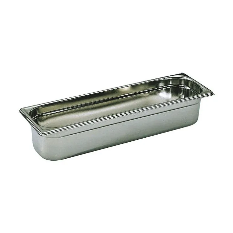 Bac gastronorme plein inox - sans anse - GN 2/4 profondeur 15 cm