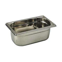 Bac gastronorme plein inox - sans anse - GN 1/4 profondeur 6,5 cm