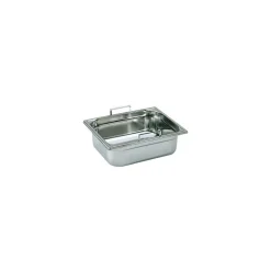 Bac gastronorme plein inox - avec anses escamotables - GN 1/2 profondeur 6,5 cm