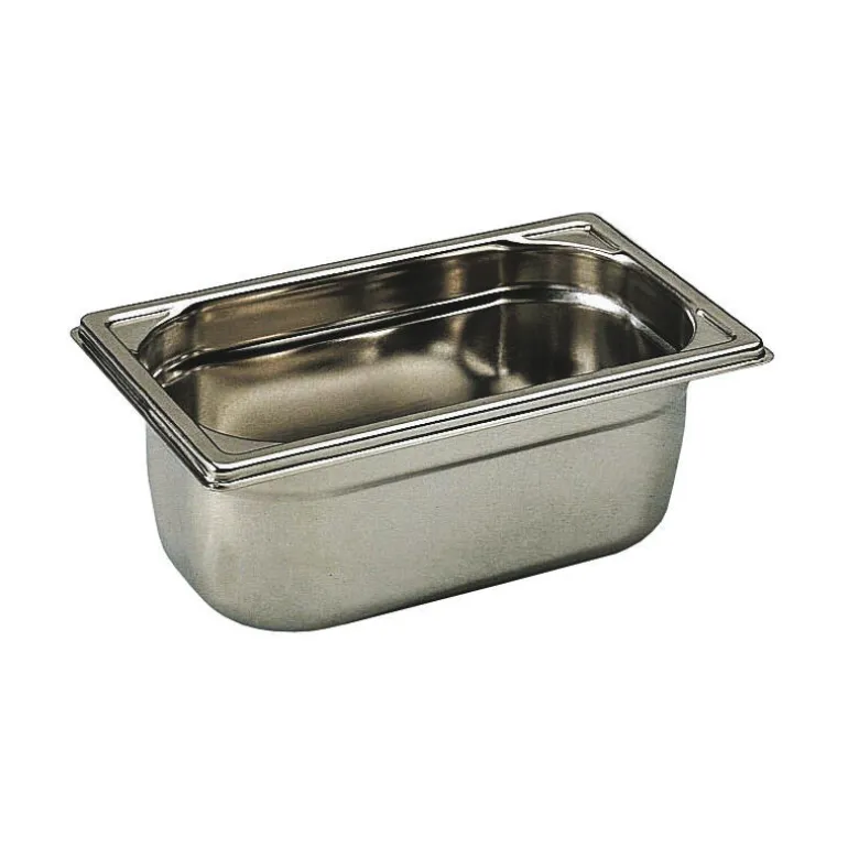 Bac gastronorme plein inox - sans anse - GN 1/4 profondeur 4 cm