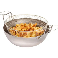 Bassine à friture en tôle d'acier noire avec panier 40 cm