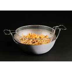 Bassine à friture en tôle d'acier noire avec panier 40 cm