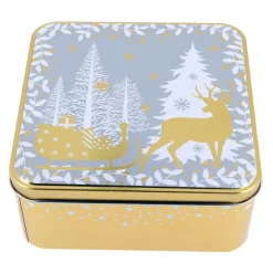 Boîte à biscuits de Noël dorée en métal