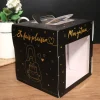 Boîte à gâteau vitrine noir et or 21 x 21 x h 22 cm