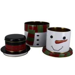 Boîtes à biscuits de Noël Set de 3 à empiler Bonhomme de neige