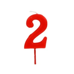Bougie anniversaire chiffre 2 Rouge