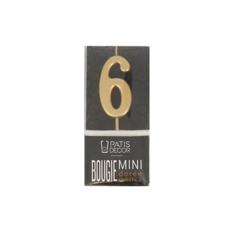 Bougie anniversaire dorée chiffre 6