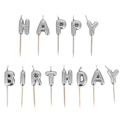Bougies à piquer "Happy Birthday" argentées