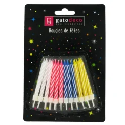 Bougies d'anniversaire 6 cm assorties (x 24)