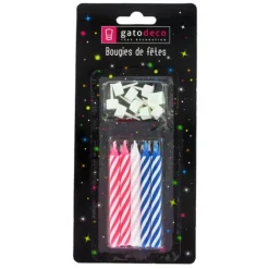 Bougies d'anniversaire 8 cm assorties (x 10)