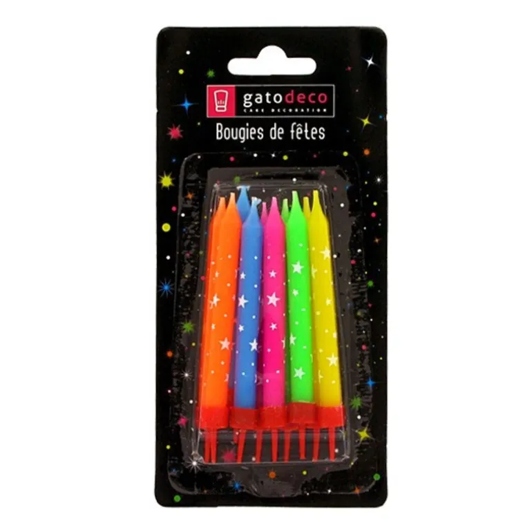 Bougies multicolores étoiles (x 10)