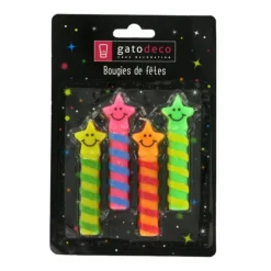 Bougies Smileys Etoiles (x 4)