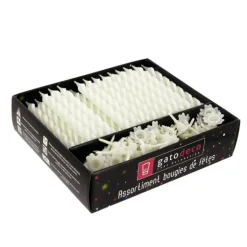 Bougies torsadées 8 cm et bobèches blanches (x 70)