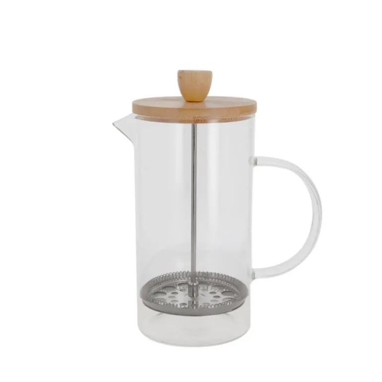Cafetière à piston en verre couvercle bambou - 600 ml