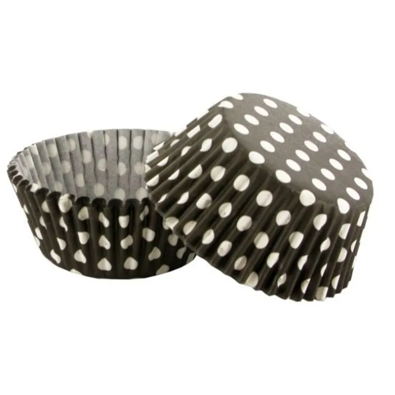 Caissettes cupcakes noires à pois blancs (x50)