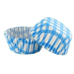 Caissettes cupcakes "Vichy bleu" (x50)