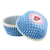 Caissettes cupcakes "Vichy bleu, décor rose" (x50)
