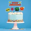 Cake topper assortis "Joyeux anniversaire" thème Super-héros