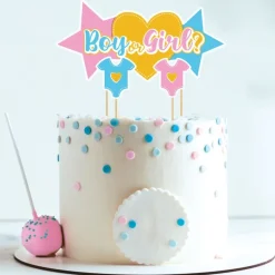 Cake topper assortis thème Gender reveal "Fille ou garçon"