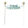 Cake topper bannière anniversaire bleu