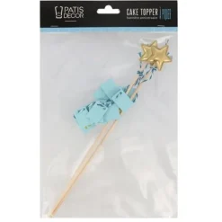 Cake topper bannière anniversaire bleu