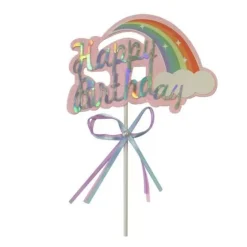 Cake topper Happy Birthday arc en ciel