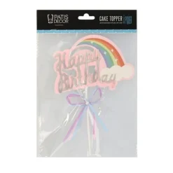 Cake topper Happy Birthday arc en ciel