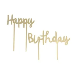 Cake Topper Happy Birthday doré