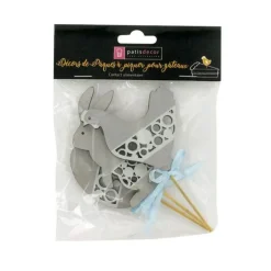 Cake toppers Pâques gris (x3)