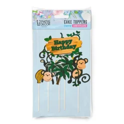 Cakes toppers Anniversaire jungle (x5)