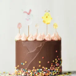 Cakes toppers lapin et poussin de Pâques (x5)