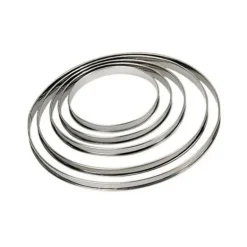 Cercle à tarte inox à bords roulés H 2 cm