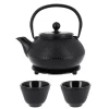 Coffret théière + tasses à points en fer noir - 900 ml