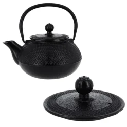 Coffret théière + tasses à points en fer noir - 900 ml