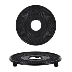 Coffret théière + tasses à points en fer noir - 900 ml