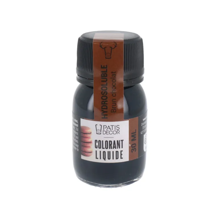 Colorant liquide hydrosoluble brun chocolat 30 ml - DDM 07/24