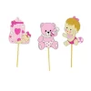 Cupcake Toppers Bébé fille en bois (x3)