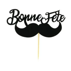 Cupcake Toppers Moustache "Bonne Fête" (x30)