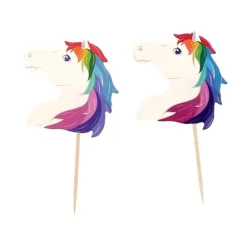 Cupcake Toppers Têtes de chevaux arc-en-ciel (x 20)