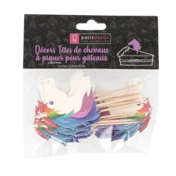 Cupcake Toppers Têtes de chevaux arc-en-ciel (x 20)