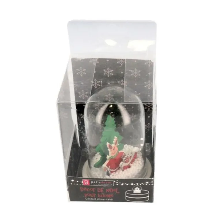 Décor de noël pour bûche "boule à neige renne de noël" à poser