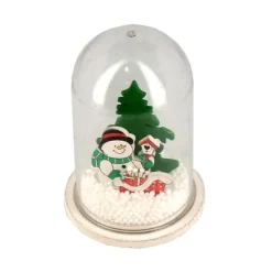 Décor de noël pour bûche "boule à neige bonhomme de neige" à poser