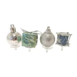 Décors assortis bleu argent à piquer sur bûches (x24)