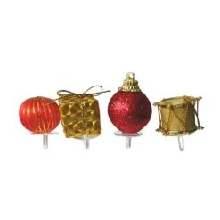 Décors assortis rouge argent à piquer sur bûches (x24)