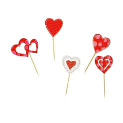 Décors coeurs sur pique en bois (x10)