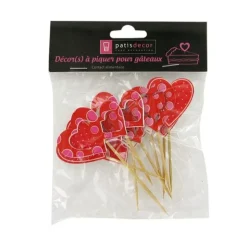 Décors coeurs sur pique en bois (x10)